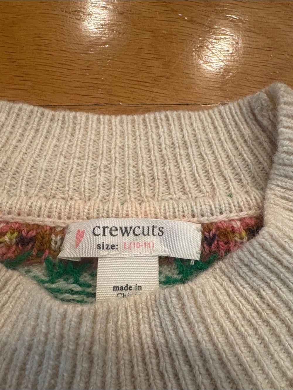 Crewcuts Cream Fair Isle Knit Crewneck Sweater with Multi-Color Stripes - Picture 3 of 3